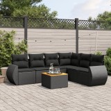 Cumpara ieftin Set canapele de grădină cu perne, 7 piese, negru, poliratan