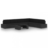 VidaXL Set mobilier de grădină, 7 piese, negru, poliratan 3067140