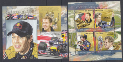 Sao Tome 2013- MASINI RALIURI - FORMULA 1 - SEBASTIAN VETTEL - BL+ KB - MNH foto