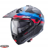 Casca modulabila pentru scuter - motocicleta (flip-up)/adventure Caberg model Tourmax X SV Sarabe K9 gun metal (titanium)/negru/BMW colours mat Pinloc