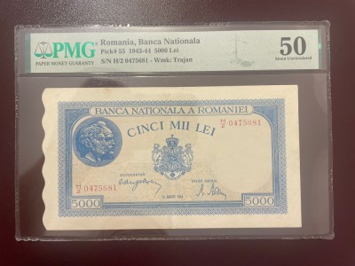 Romania 5000 lei 22 august 1944 pick 55 grad 50 pmg foto