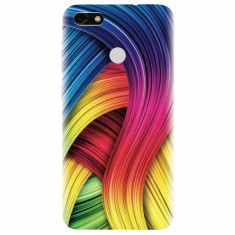 Husa silicon pentru Huawei Y6 Pro 2017, Curly Colorful Rainbow Lines Illustration