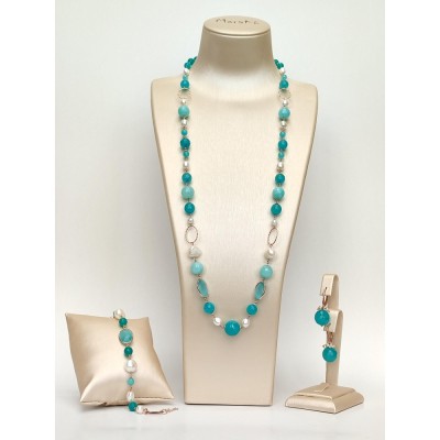 Set Glory din jad verde acvatic și perle foto