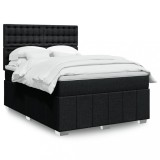 VidaXL Pat box spring cu saltea, negru, 140x190 cm, textil