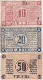 Asignata Timisoara 1919: 10, 20, 50 Fileri (VF/F) - Romania Bancnote