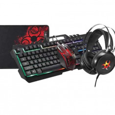 Kit pentru Gaming 4 in 1 Myria MG7526, tastatura, mouse, casti, mousepad, negru