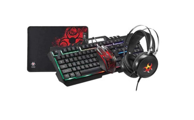 Kit pentru Gaming 4 in 1 Myria MG7526, tastatura, mouse, casti, mousepad, negru foto