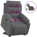 Cumpara ieftin Fotoliu electric masaj rabatabil cu ridicare, gri inchis textil