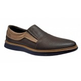 Pantofi barbati, casual, din piele naturala, cu elastic, Maro, TEST545M