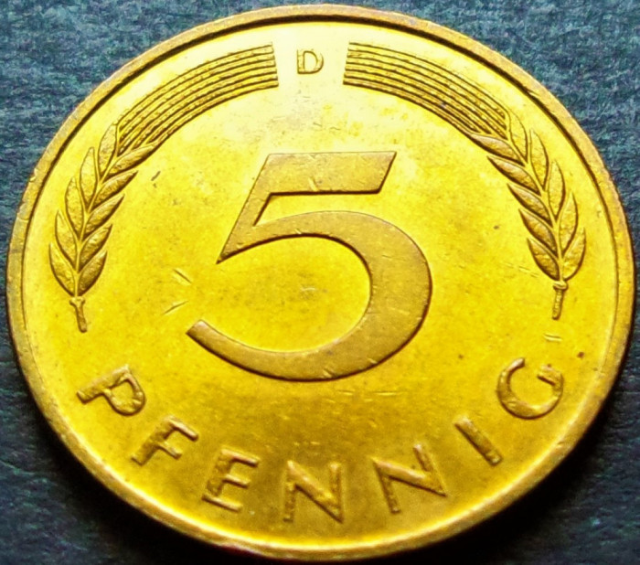 Moneda 5 PFENNIG - GERMANIA, anul 1993 (Litera D) * cod 1094 A