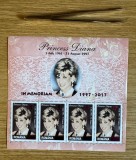 20 de ani de la moartea Printesei de Wales - Diana, bloc de 4 timbre (supratipar) 2017 LP 2158
