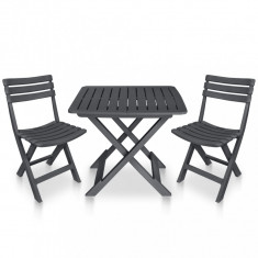 Set Mobilier De Bistro Pliabil 3 Piese Antracit Plastic 48753 foto