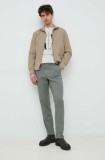 Pepe Jeans pantaloni Harrow Poplin barbati, culoarea verde, cu fason chinos