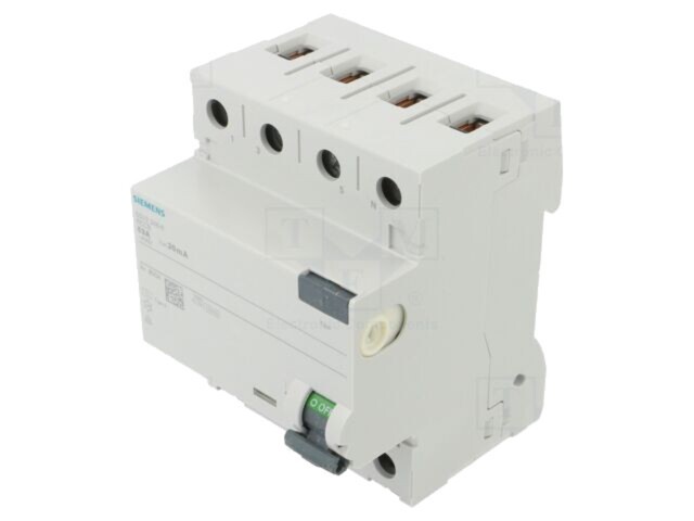 &Icirc;ntrerupător diferențial Siemens 63A 30mA 3 poli IP20 cod 5SV3346-6