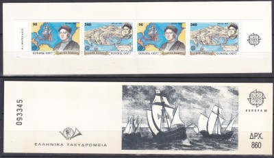 DB1 Grecia Europa 1992 Columb Carnet MNH foto