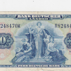 GERMANIA Bdl Bank Deutscher Lander 10 MARK MARCI 1949 VF