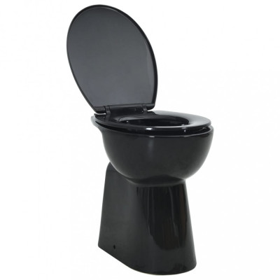 Vas WC fără ramă &amp;icirc;nchidere silențioasă, + 7 cm, negru, ceramică foto