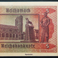 Reproducere Bancnota istorica 5 MARCI - GERMANIA NAZISTA, anul 1939 * cod 03