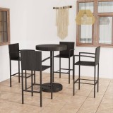 Cumpara ieftin Set mobilier bar de grădină, 5 piese, negru, poliratan