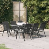 vidaXL Set de servit masa pentru grădină, 7 piese, gri și negru