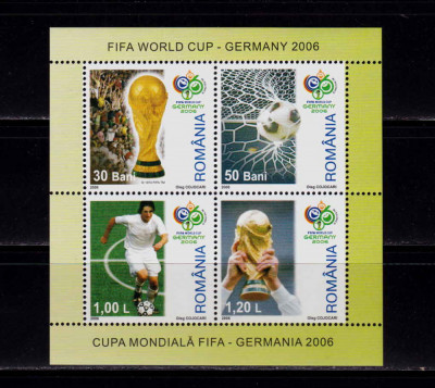 RO 2006 ,LP 1727,&amp;quot;Cupa Mondiala FIFA 2006 Germania&amp;quot;-serie bloc/colita 381,MNH foto