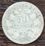 (A903) MONEDA DIN ARGINT GERMANIA - 50 PFENNIG 1877, LIT. D (MUNCHEN), WILHELM I, MAI RARA, Europa