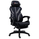 Vinsetto Scaun Gaming cu Suport pentru Picior Retractabil Scaun de Birou Rotativ Reclinabil cu Suport pentru Cap și &Icirc;nălțime Ajustabilă 65x65x119-129