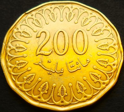 Moneda exotica 200 MILLIEMES - TUNISIA, anul 2013 * cod 1564 foto