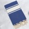 Prosop Plajă | Fouta |Tunis Albastru Marin Cu Dungi Albe 200 x 100 cm