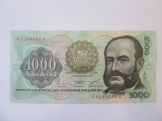 Rara! Peru 1000 Soles de Oro 1976 UNC foto