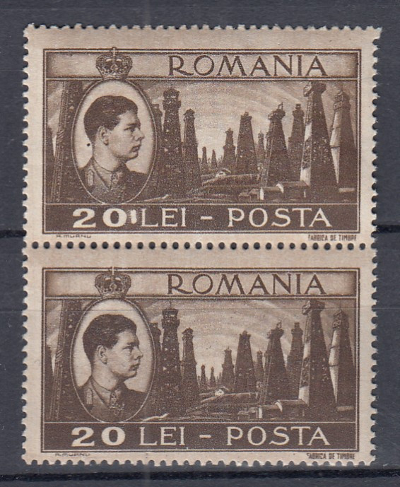 ROMANIA 1947 LP 219 MIHAI VEDERI EROARE LINIE VERTICALA INTRE 0 SI L MNH