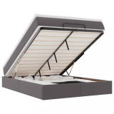 Cumpara ieftin Cadru de pat otoman cu saltea gri 140x190cm piele artificiala