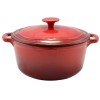 Oala de fonta emailata cu capac, rosie, 4 L, Perfect Home