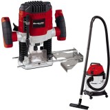 Einhell TC-RO 1155 E + TH-VC 1820 S - Masina de frezat 1100 W 6 8 mm + Aspirator umed-uscat 1250 W 180 mbar 20 l