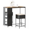 VidaXL Set mobilier bar de grădină cu perne, 3 piese, negru, poliratan 3261496