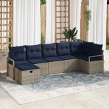 vidaXL Set de canapea cu pernă Manual 7 pcs Gri și bleumarin poliratan 3359204