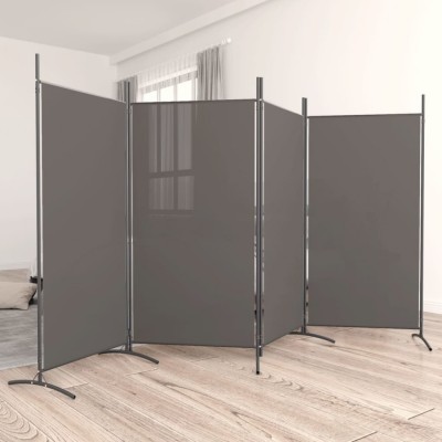 Gossi paravan de camera cu 4 panouri, antracit, 346x180 cm, textil foto