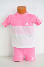 Set trening fata-Adidas, Tricou 80 Pantaloni 74, Roz &amp;amp; Alb foto