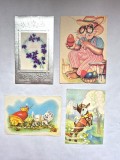 Lot 4 felicitări și cărți poștale vechi Paște și 1 Martie (1981 - 1991) &ndash; Două circulate poștal, mesaje multilingve