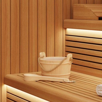 vidaXL Căldare pentru Sauna 2 pcs Maro Lemn de pin solid și c&amp;acirc;nepă 42023675 foto