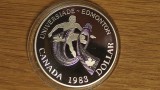 Canada -moneda comemorativa argint- 1 dollar Universiada 1983 PROOF senzationala, America de Nord