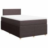 Cumpara ieftin Pat box spring cu saltea, maro inchis, 120x200 cm, textil