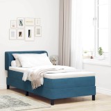 Cumpara ieftin Pat cu arcuri cu headboard Albastru inchis 100 x 200 cm Catifea