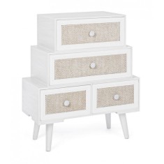 Comoda 2 sertare si 2 usi din lemn alb bej crem Montiel 60 cm x 30.5 cm x 70.5 h