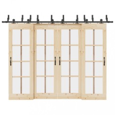vidaXL Set feronerie pentru uși glisante, negru, 305 cm, oțel