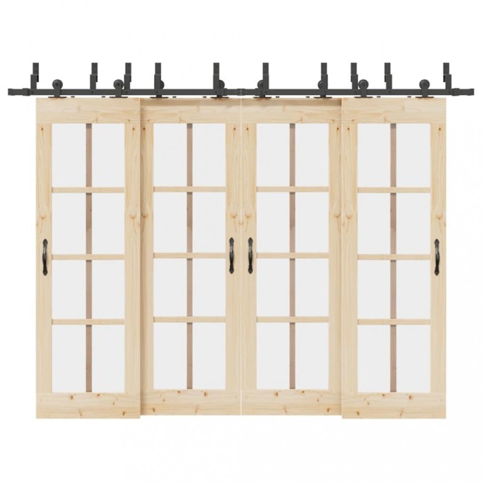 vidaXL Set feronerie pentru uși glisante, negru, 305 cm, oțel 3295747