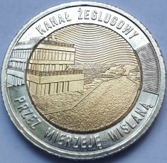 5 Zlotych / Zloti 2023 Polonia, The Vistula Spit Canal, unc foto