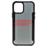 Husă iPhone 12, TPU+PC, Carbon Fiber, Neagră