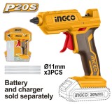 Pistol electric Lipit Plastic, 11mm, 20V - fara acumulator Ingco CGGLI2001