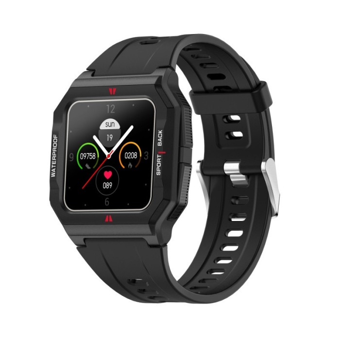 Ceas inteligent sport (smartwatch) FT10, rezistent la apa IP68, ecran 1.3 inch, functii multiple, negru